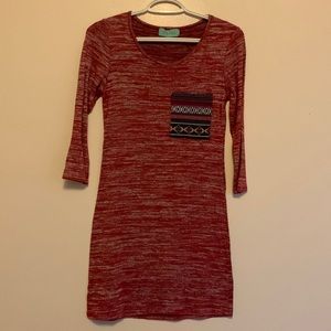 Filly Flair long sleeve T-shirt dress with Aztec pocket detail